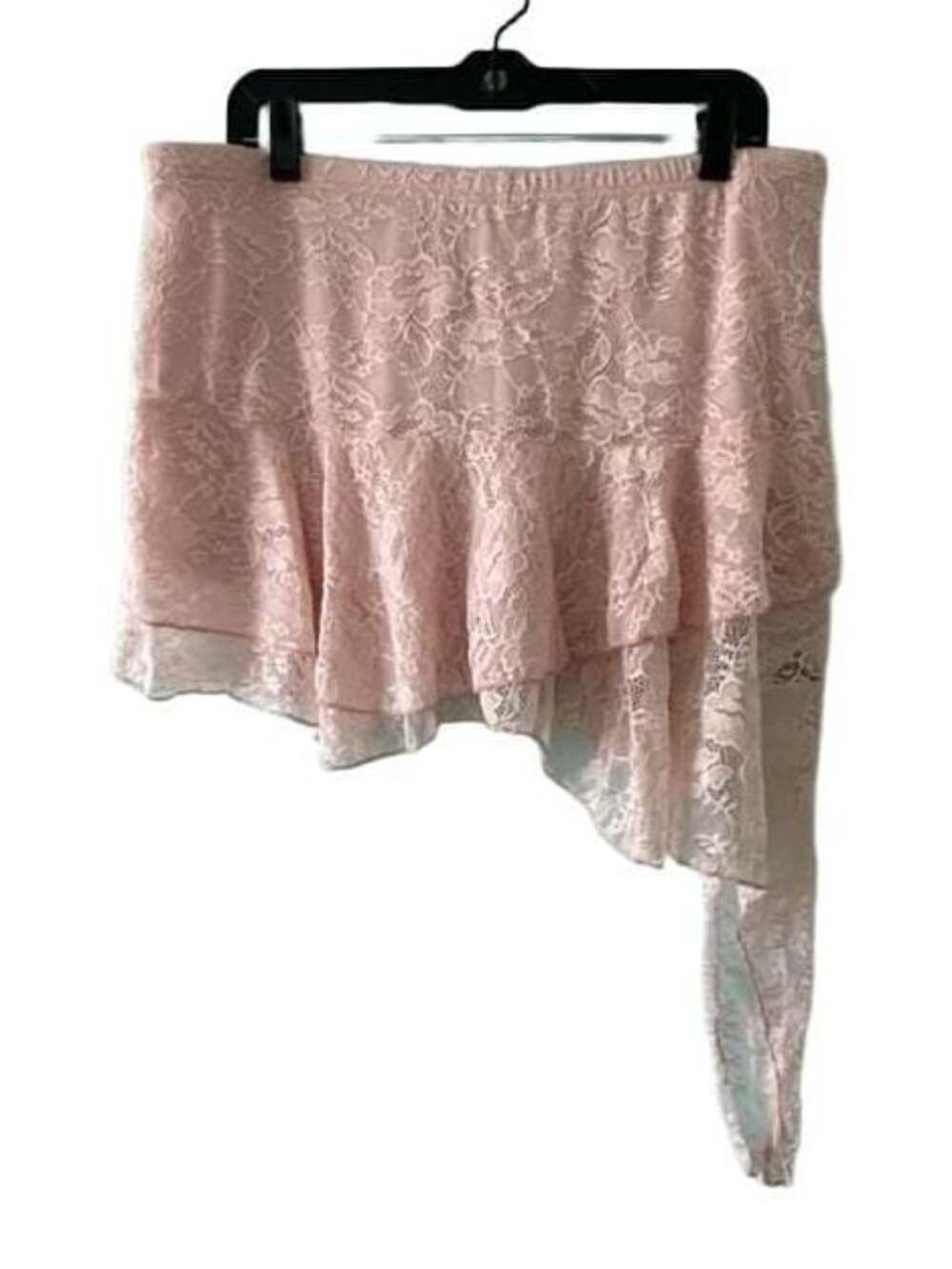 SHEIN Curve Pink Lace Layered Asymmetrical Mini Skirt with Built-in Shorts 2XL